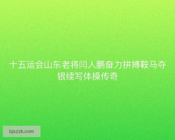 十五运会山东老将闫人鹏奋力拼搏鞍马夺银续写体操传奇