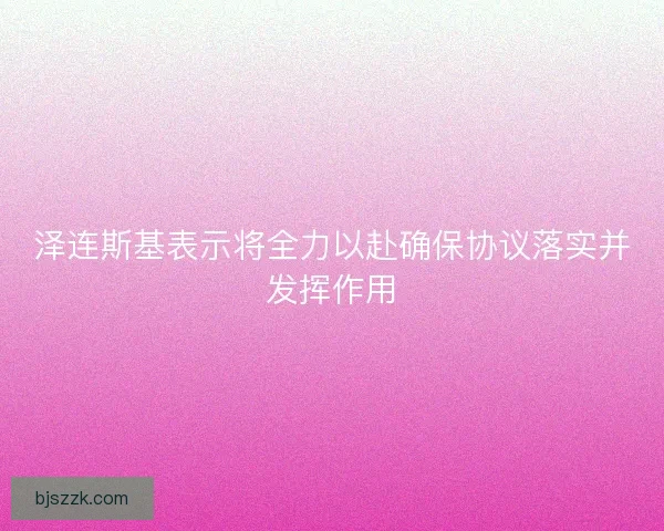 泽连斯基表示将全力以赴确保协议落实并发挥作用